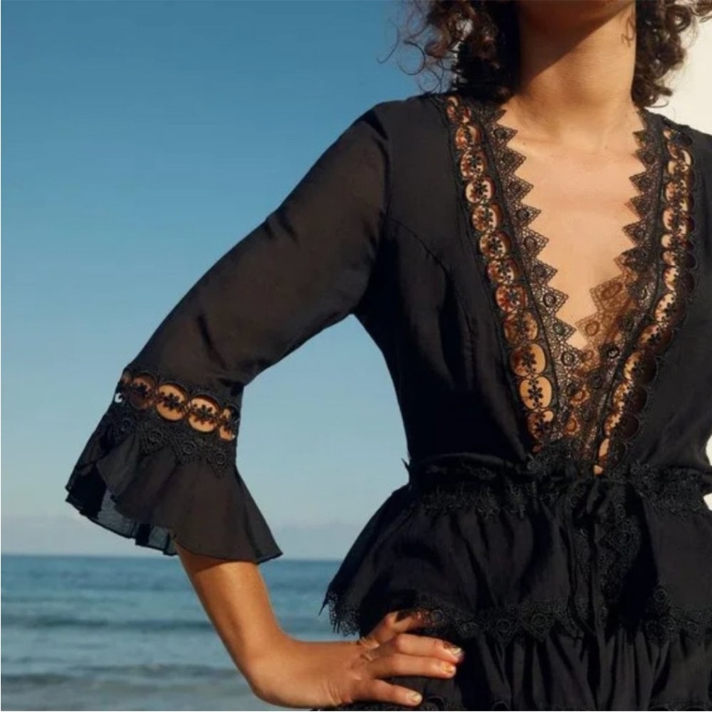 Charo Ruiz Ibiza Edda Top in Black, Size S - Picture 2 of 4
